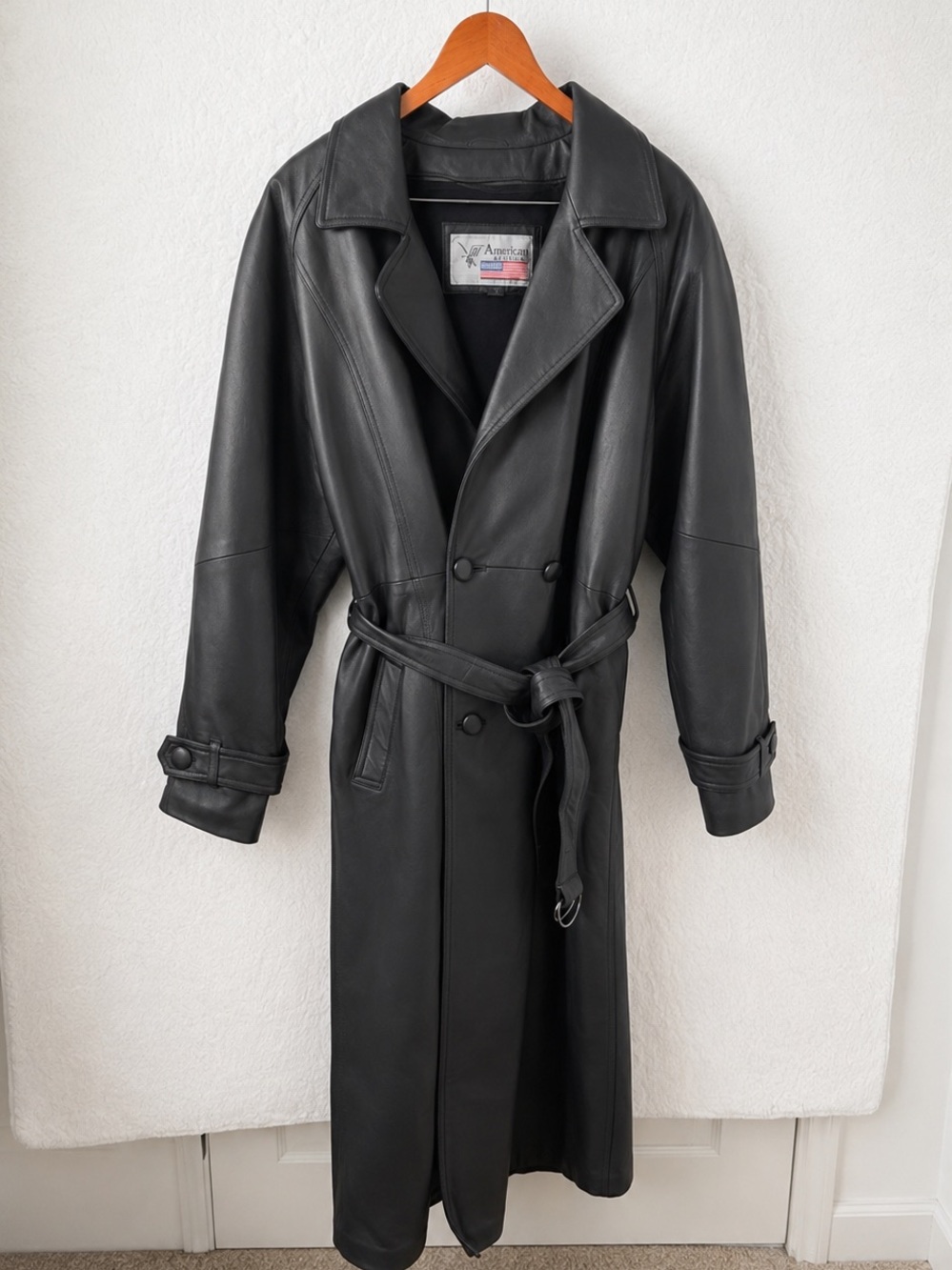 American  Leather Y2K Genuine Leather
Long Coat Belted Trench with liner Size M